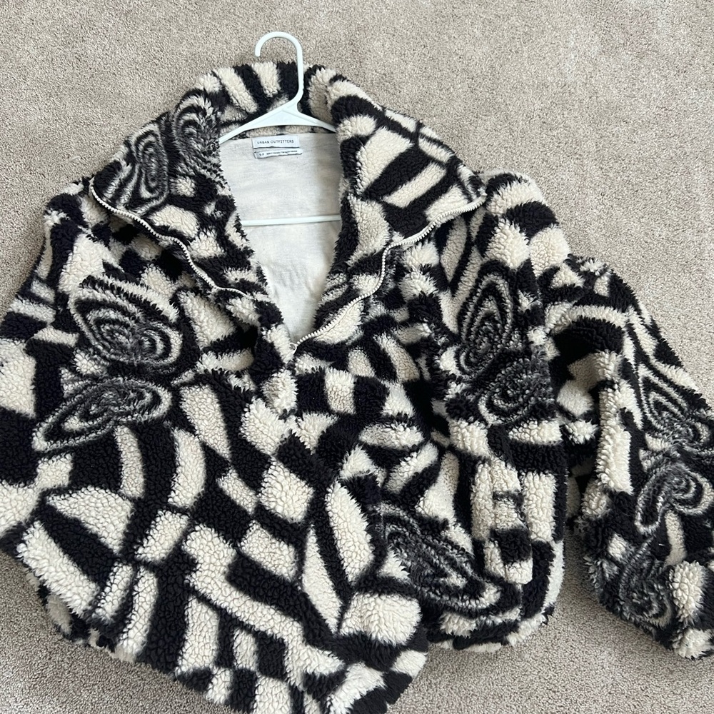 Urban Outfitters Black and Cream Patterned Jacket